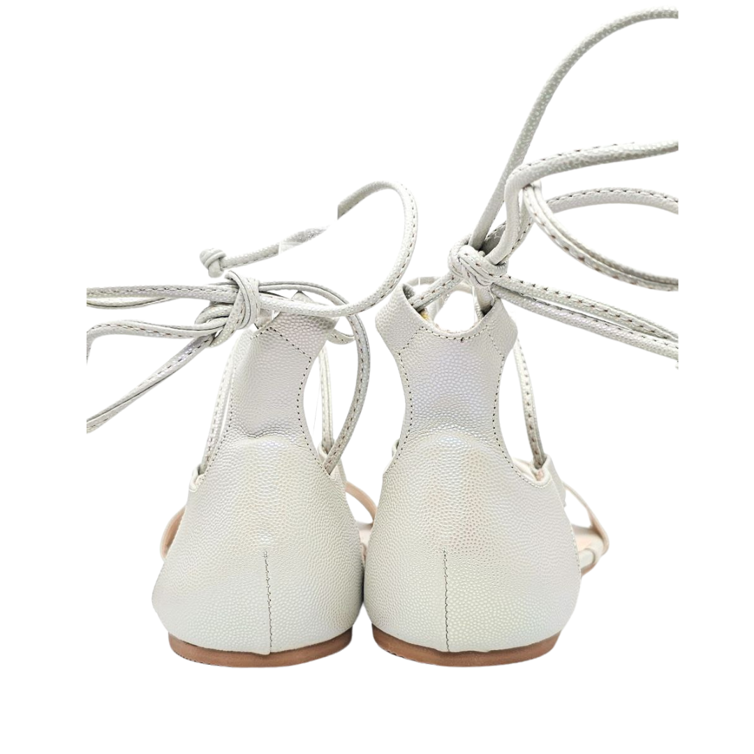 Iridescent Off-white Tie-up Dance Sandal