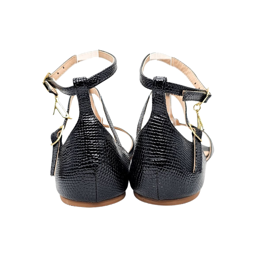 Black Buckled Dance Sandals