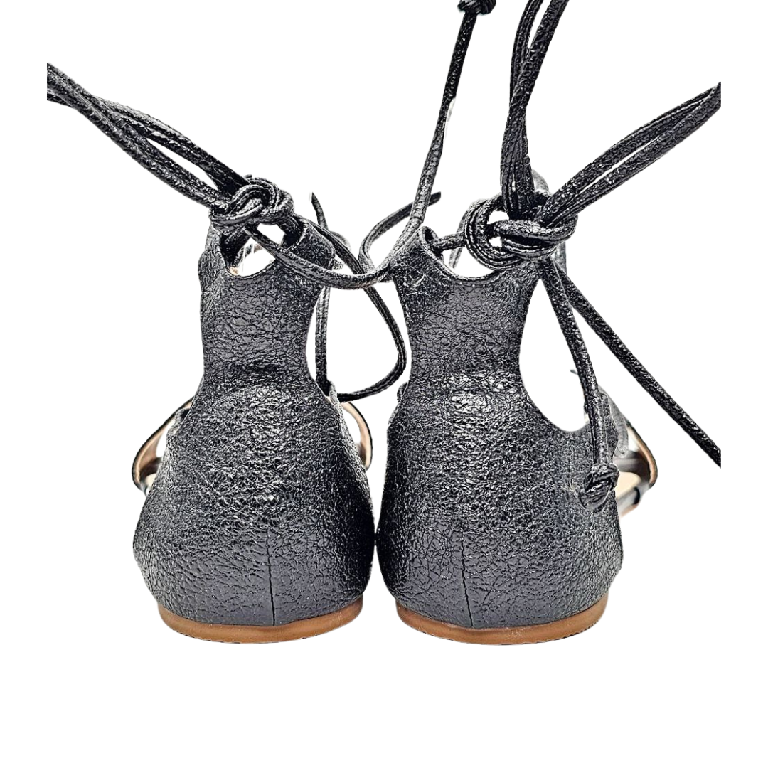 Black Tie-up Dance Sandals