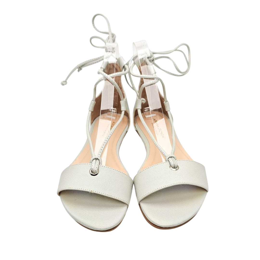 Iridescent Off-white Tie-up Dance Sandal