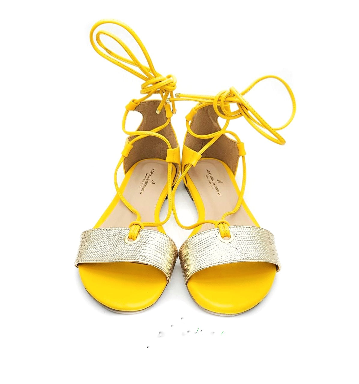 Yellow & Gold Tie-up Dance Sandal