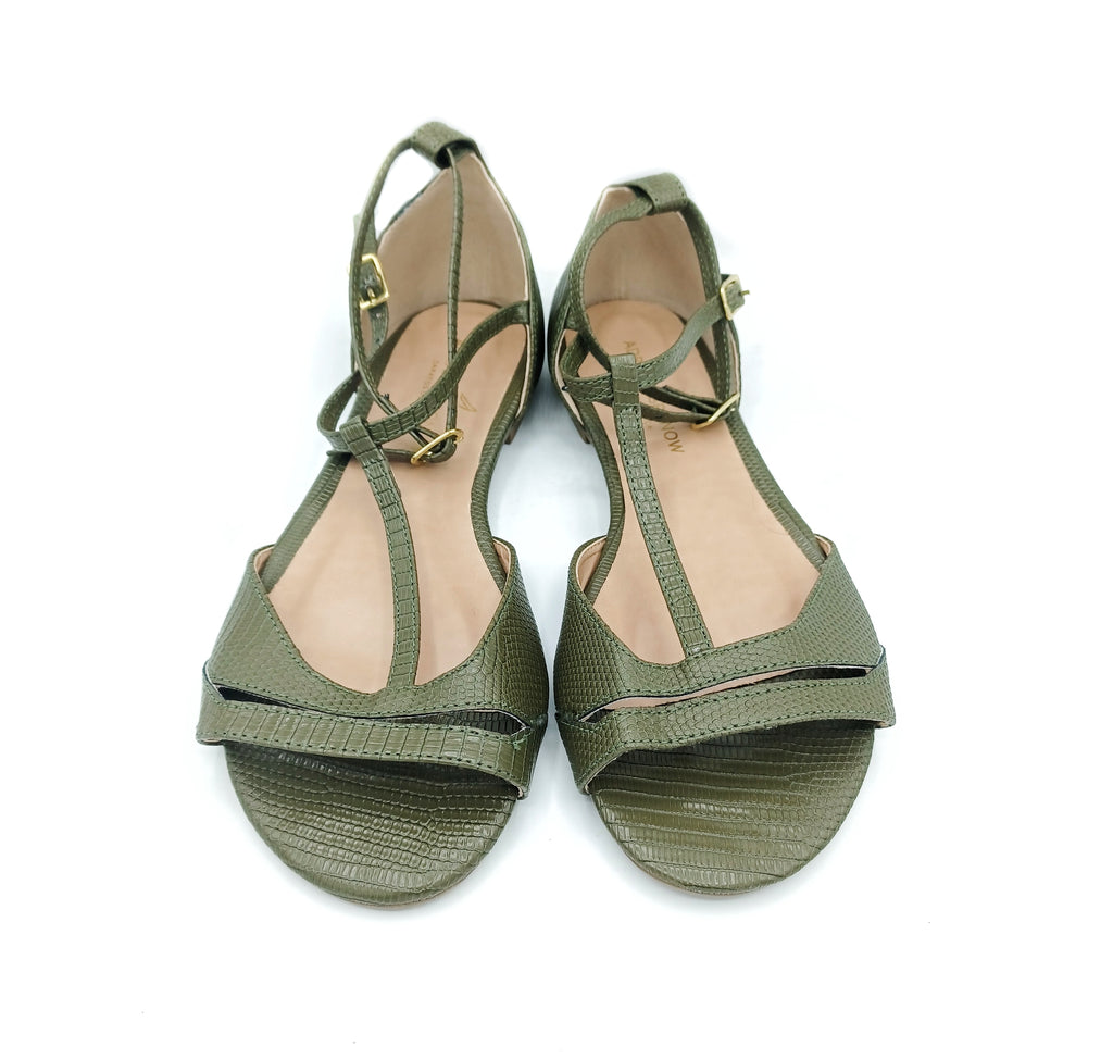 Green Texture Dance Sandals