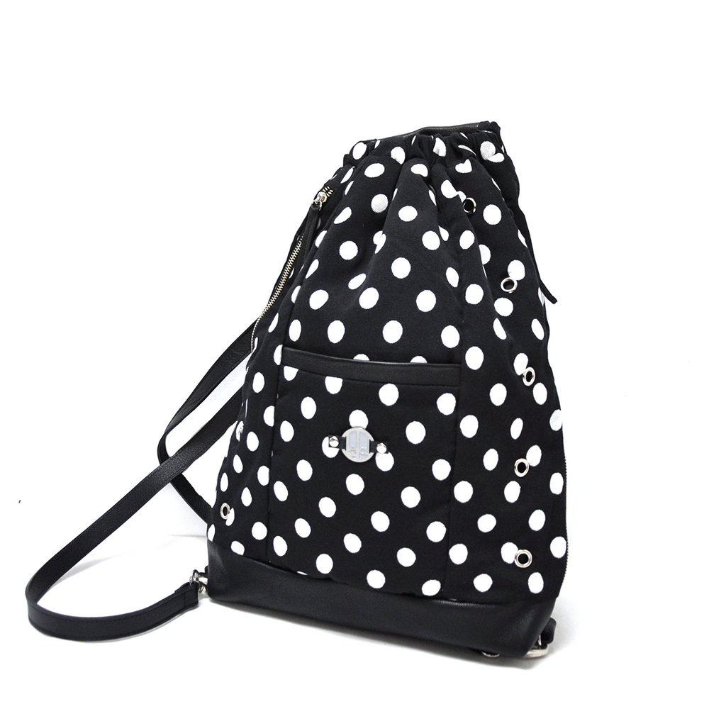 Black with white polka dots LeDal Bag