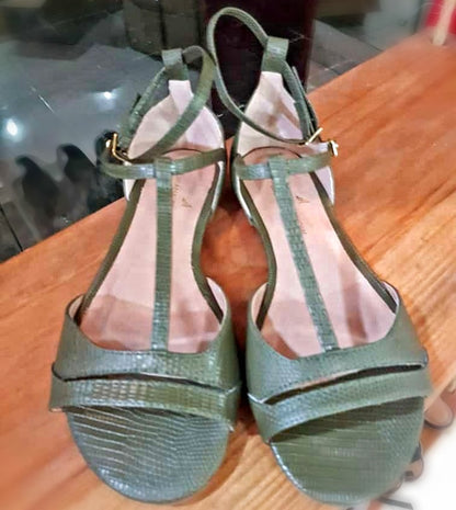 Olive Buckled Dance Sandals