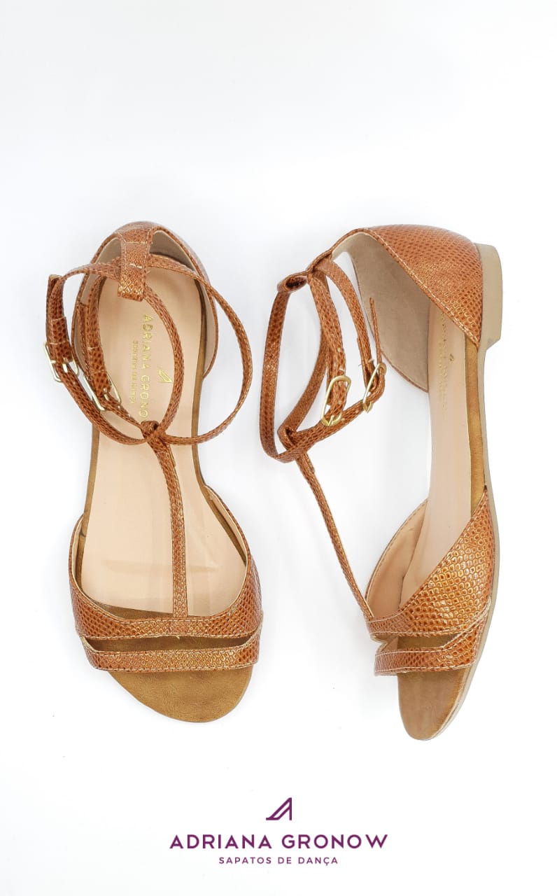 Caramel Textured Buckled Dance Sandals