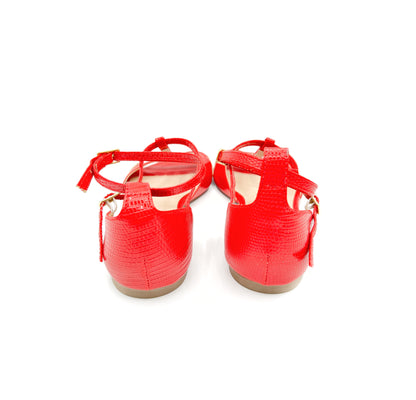 Red Textured Buckled Dance Sandal